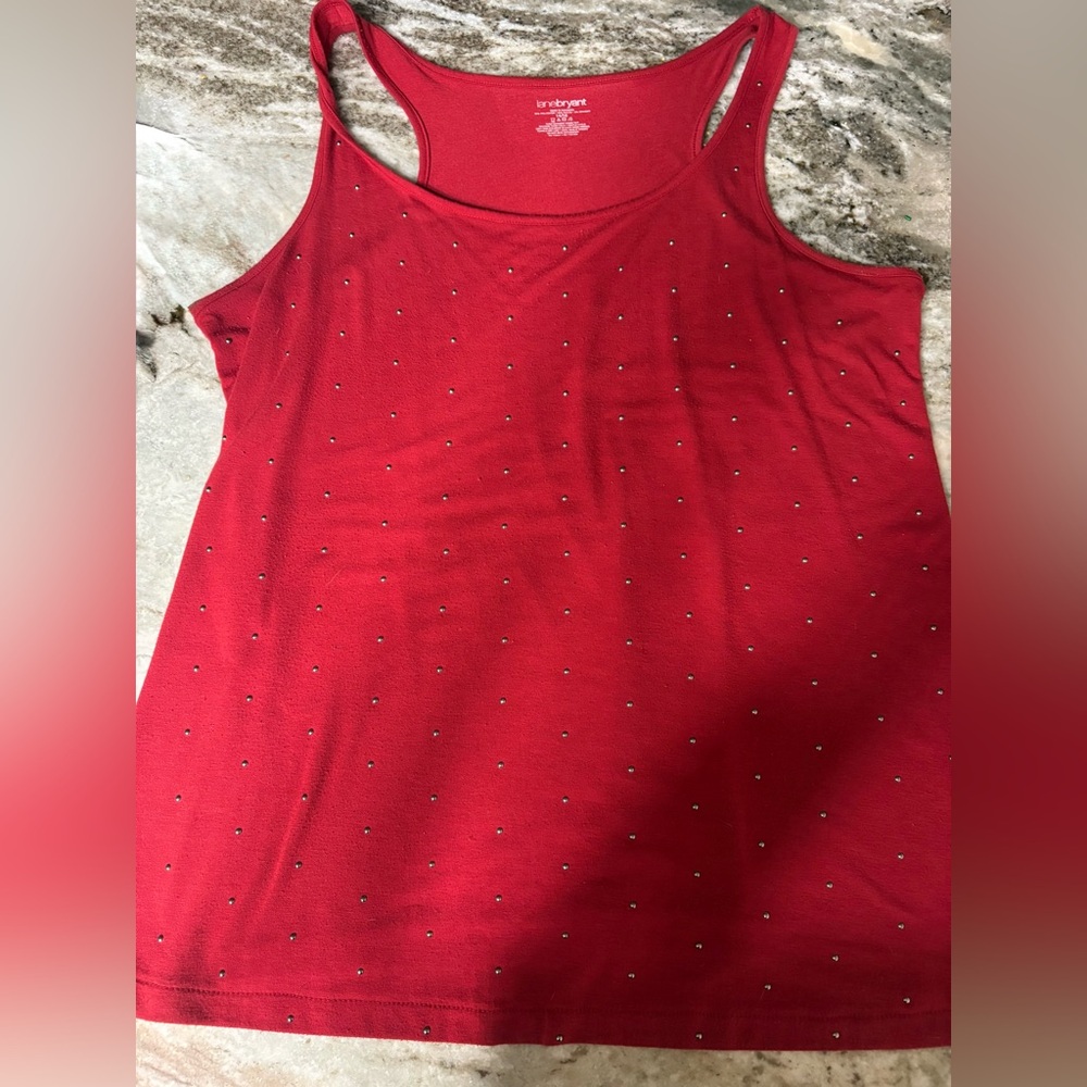 Lane Bryant Vibrant Red Tank with Silver Accents
